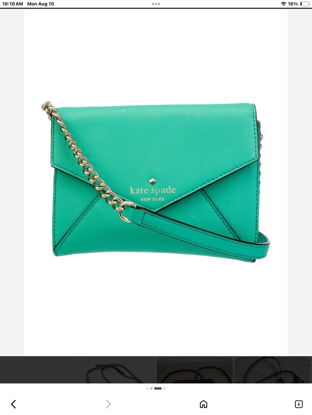 kate spade Teal Envelope Crossbody with Gold Chain